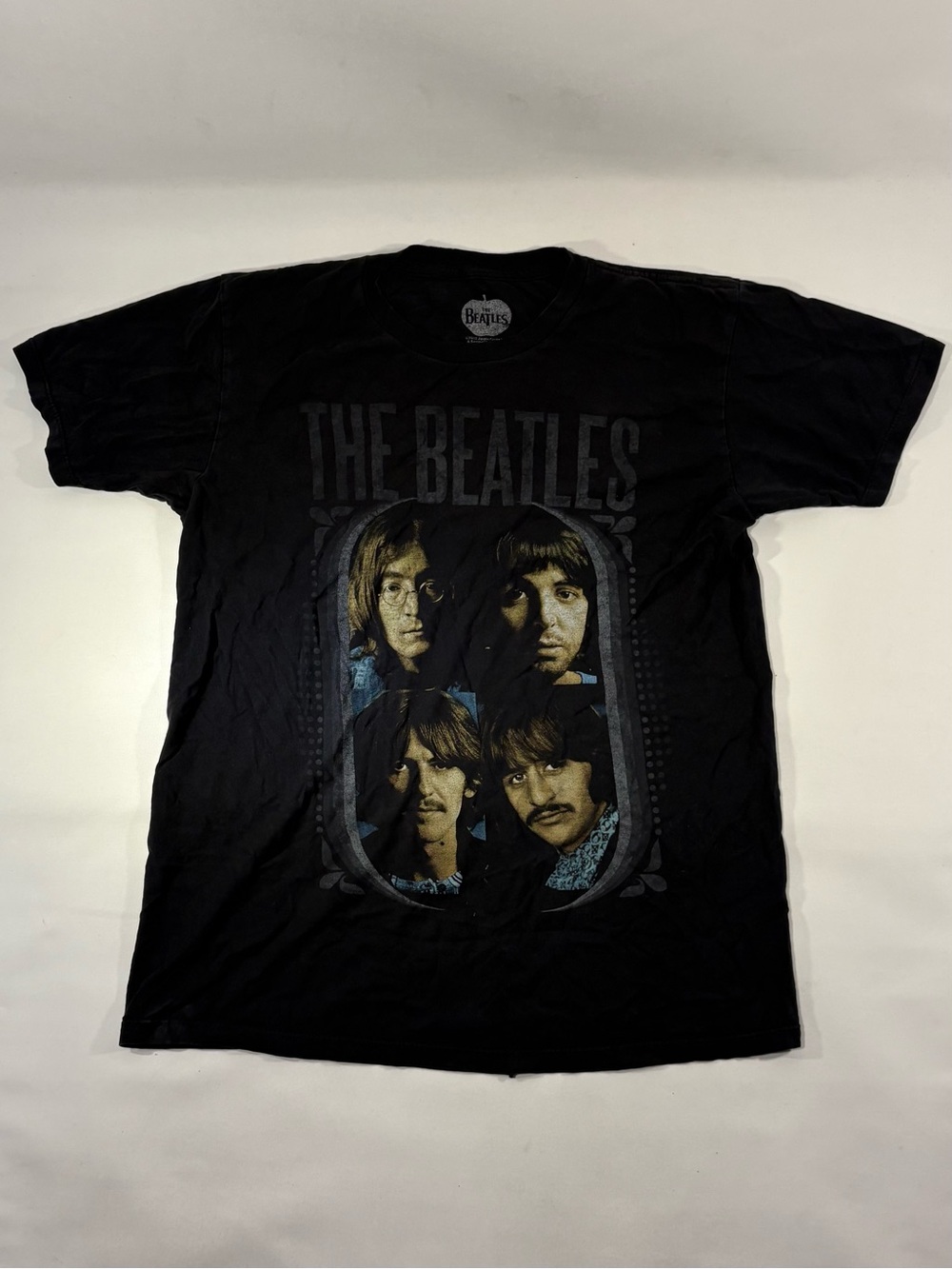 🎸 2012 RETRO THE BEATLES BAND CREW GRAPHIC SHORT SLEEVE BLACK T-SHIRT 🎸